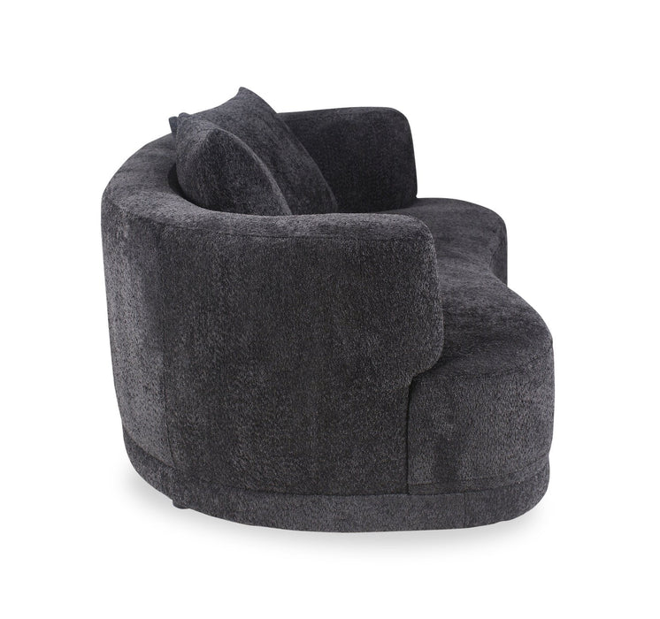 Moon 78\" Fabric Curved Loveseat with Accent Pillows - Wooly Raven Black 