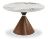 Alwin Dining Table with White Sintered Stone Top, 47.25"W Round - White & Brown