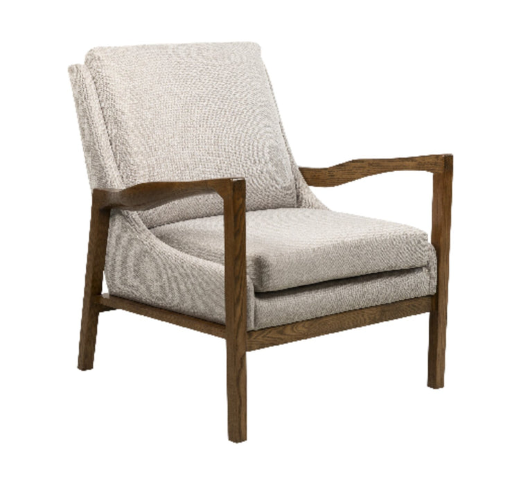 Echo 27.95\" Beige Fabric Accent Chair with Wood Arms and Legs