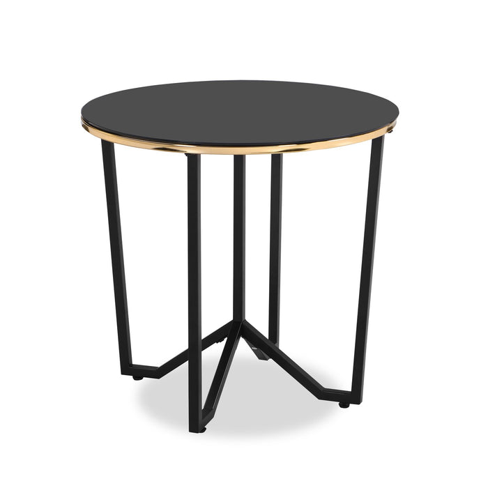 Xander Round Glass End Table - Black