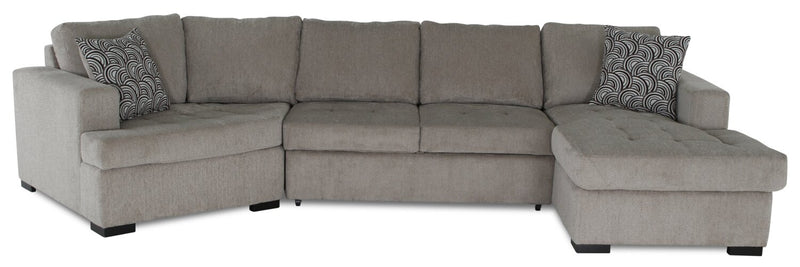 Legend 3-Piece Left-Facing Chenille Cuddler Sleeper Sectional with Chaise - Platinum 