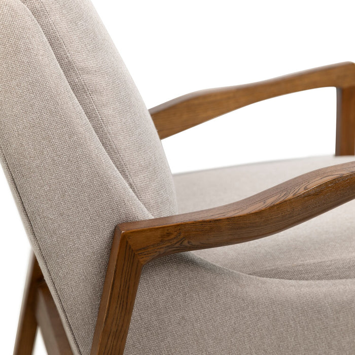 Echo 27.95\" Beige Fabric Accent Chair with Wood Arms and Legs
