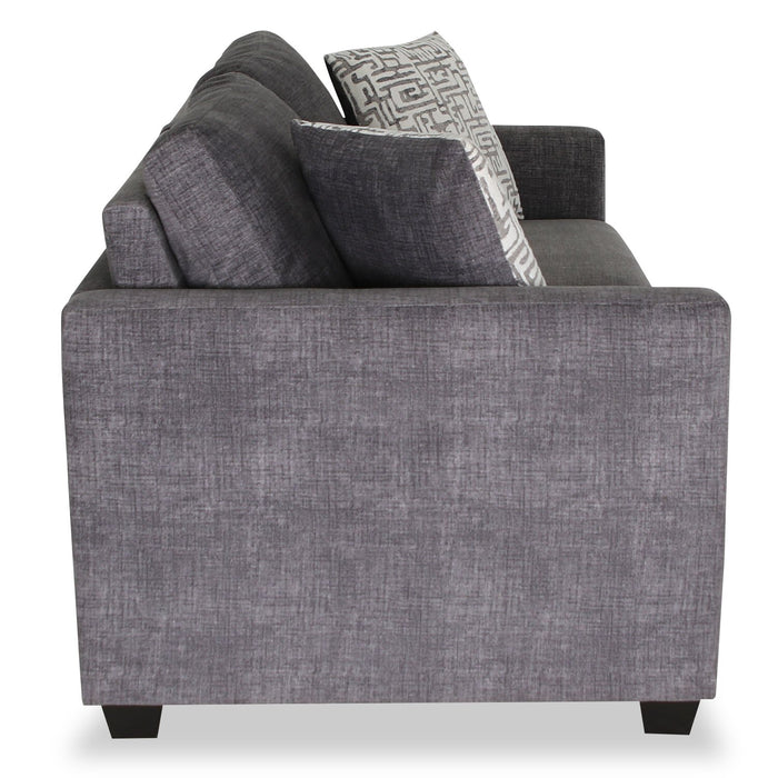 Dynasty Everlee 76.5\" Grey Microsuede Queen-Size Sofa Bed with Memory Foam and Two Accent Pillows