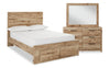 Derekson 5-Piece Full Bedroom Set with Footboard Storage Bed - Natural