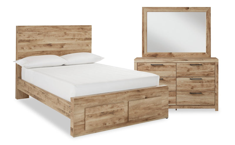 Derekson 5-Piece Full Bedroom Set with Footboard Storage Bed - Natural