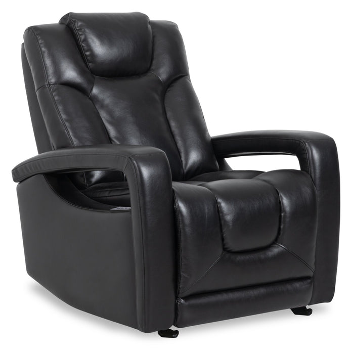 Kenzo 35\" Black Faux Leather Power Reclining Chair with Power Headrest, Footrest and USB Port