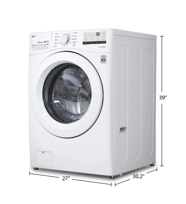LG 5.2 Cu. Ft. Front-Load High-Efficiency Washer - White - Stackable - WM3400CW 