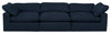 Eclipse Modular 124\" Linen-Look Fabric Sofa with Reversible Feather Down Cushions - Navy Blue 
