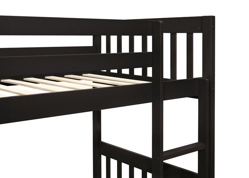 Miko Bunk Bed with Ladder & Guard Rail for Kids, Espresso - Twin/Twin 