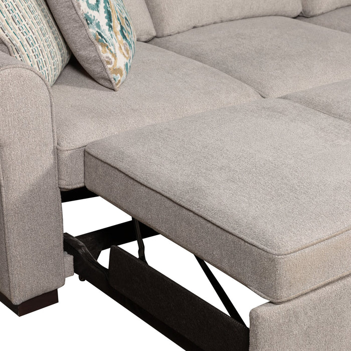 Scott Living Haven 3-Piece Left-Facing Grey Chenille Fabric Sleeper Sectional