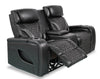 Elite Genuine Leather Power Reclining Loveseat with Massage Function - Black 