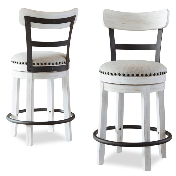 Otis Counter-Height Stool with Swivel Seat & Vegan Leather Fabric, 24\"H, Metal - White 