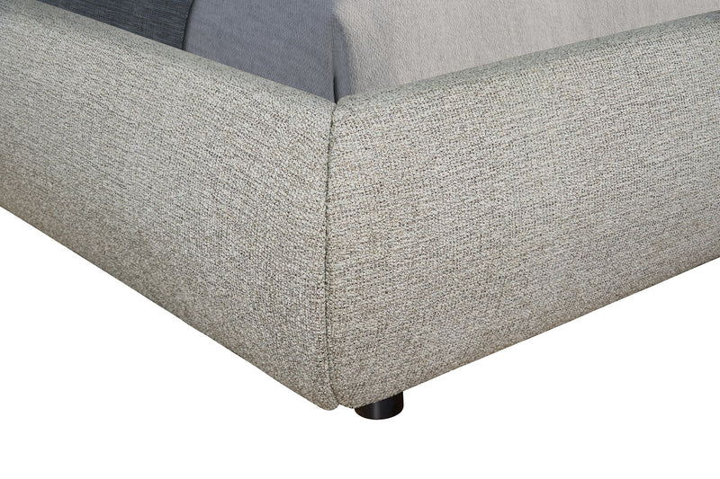 Luka Upholstered Platform Bed in Grey Fabric - Queen Size