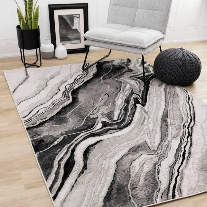 Plasma Black Grey Area Rug - 7'10\" x 10'6\"