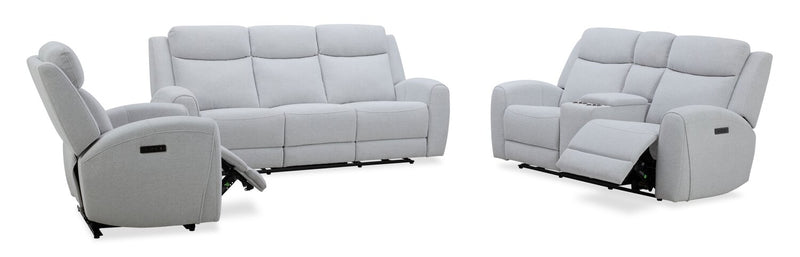 Reign 41.25\" Bronco Stone Grey Fabric Power Reclining Chair with USB Port