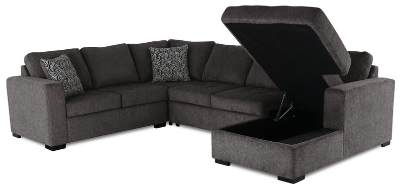 Legend 4-Piece Right-Facing Chenille Sleeper Sectional - Pewter 