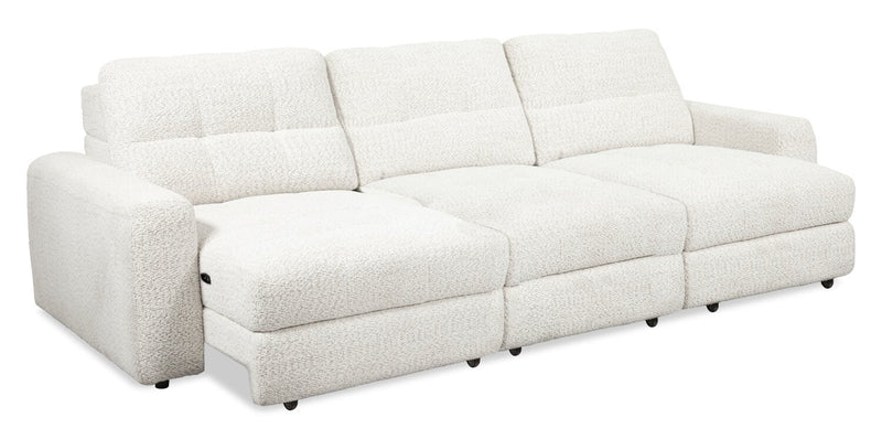 Scott Living Elevate Modular 115\" Chenille Fabric Sofa with Power Sliding - Beige 