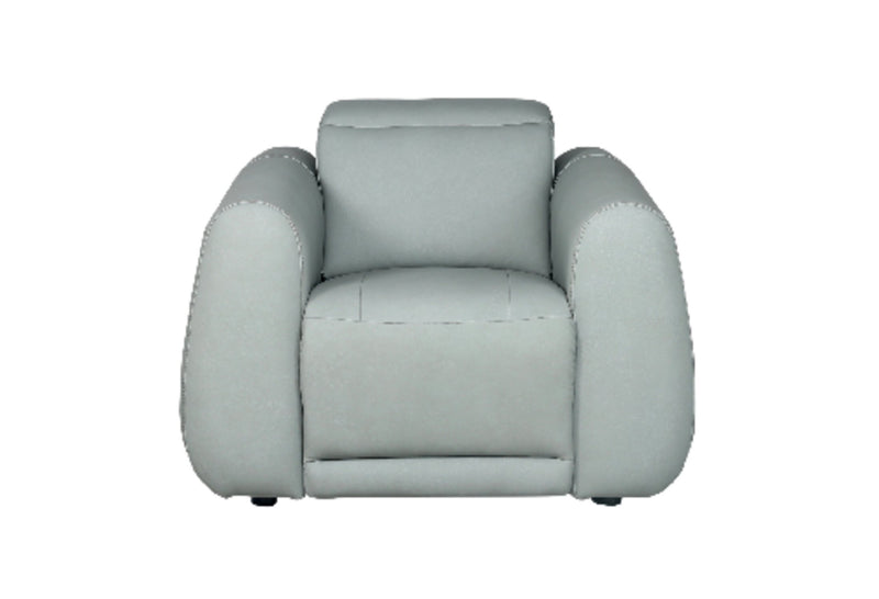 Gianna 40\" Spa Blue Genuine Leather Power Reclining Chair with Power Headrest and USB Port