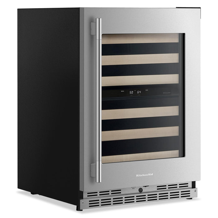 Kitchenaid® 24\" Undercounter Wine Cellar with Full-Extension Wood-Front Racks - KUWR524SPS