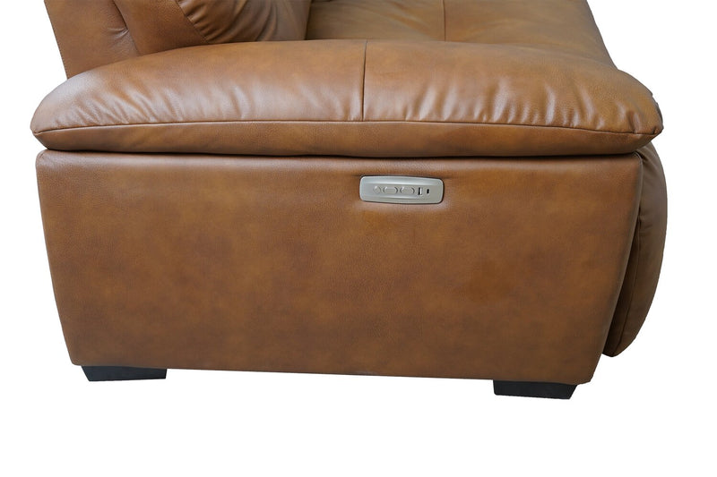 Bello 67\" Leather-Look Fabric Power Reclining Loveseat with Power Headrest- Brown
