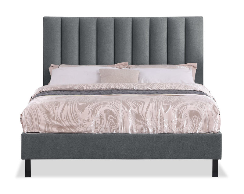 Amos Charcoal Channel Fabric Headboard - Full