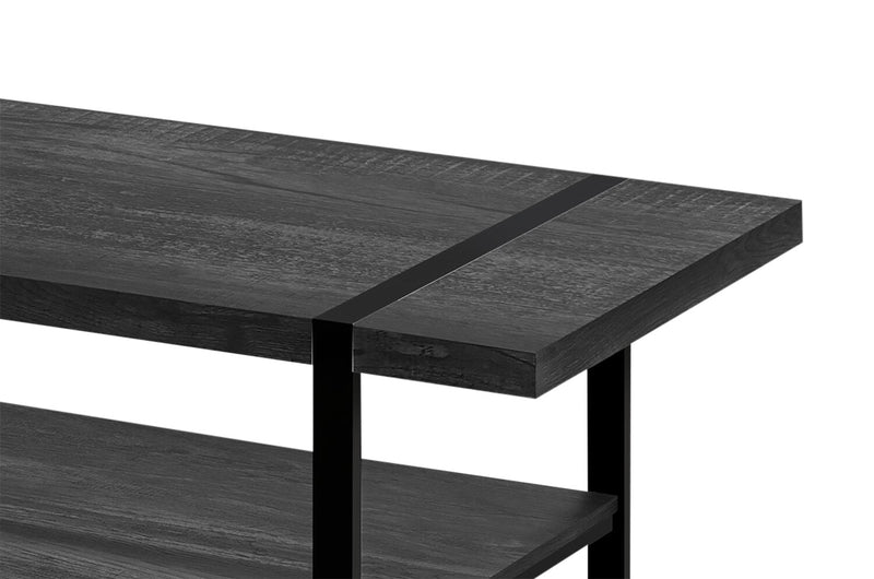 Avery 47.25\" Industrial Coffee Table with Shelf - Black with Black Metal Legs