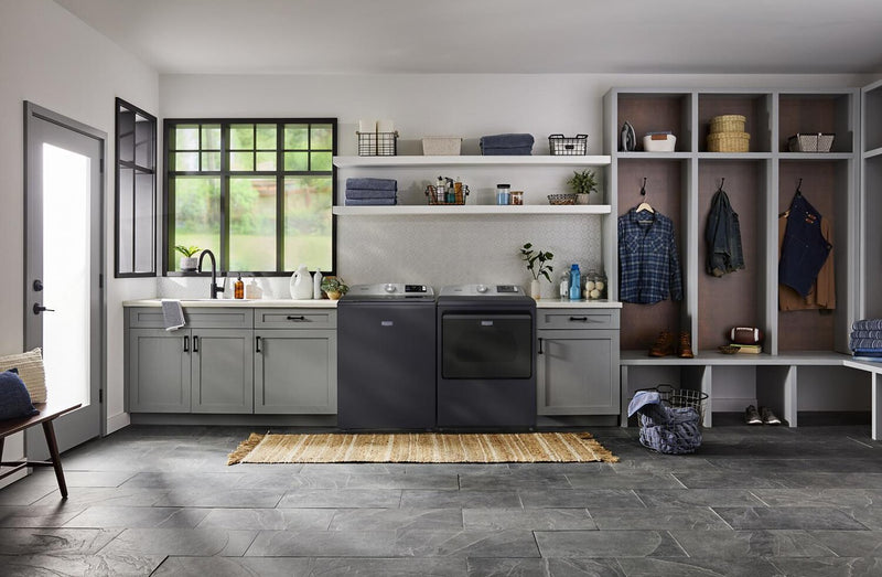 Maytag 6.0 Cu. Ft. Smart Top-Load Washer and 7.4 Cu. Ft. Front Load Electric Dryer - Midnight Steel