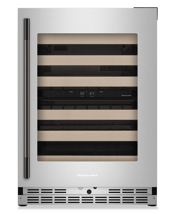 Kitchenaid® 24\" Undercounter Wine Cellar with Full-Extension Wood-Front Racks - KUWR524SPS