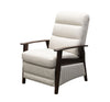 Bree 28.5\" Beige Linen-Look Fabric Pushback Reclining Accent Chair with Wood Armrests and Legs