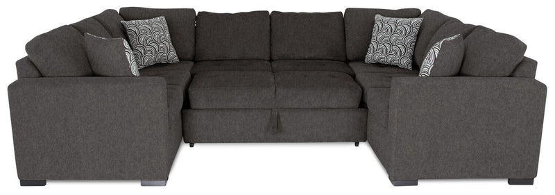 Legend 3-Piece Chenille Sleeper Sectional Sofa - Pewter