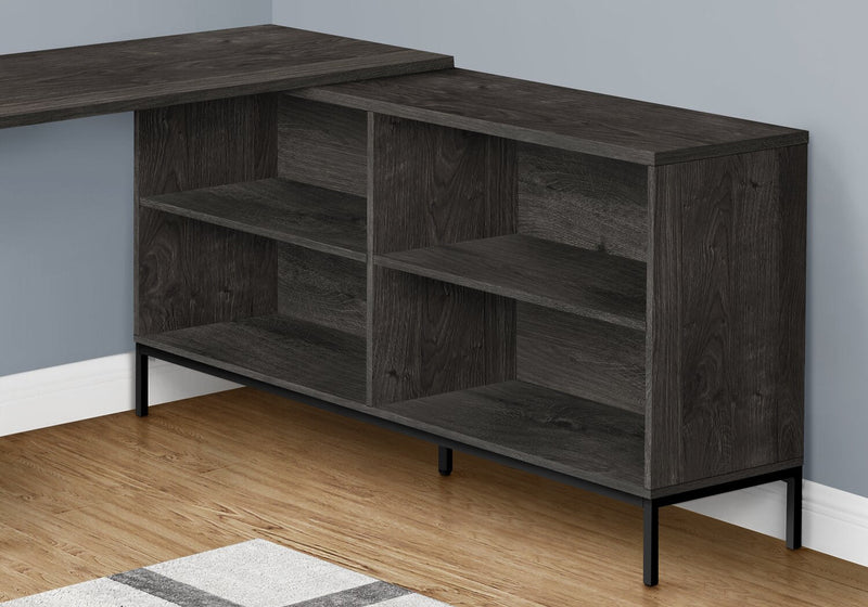 Sean 60\" L-Shaped Office Desk with 3-Drawers & 4 Cubbies - Grey