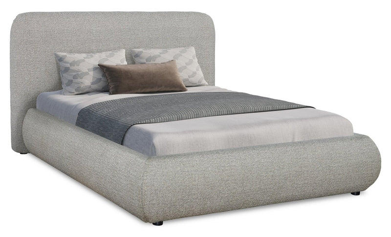 Luka Upholstered Platform Bed in Grey Fabric - Full Size