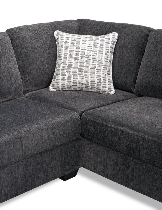 Made in Canada Morgan 3-Piece Right-Facing Chenille Fabric Sectional with Sofa and Accent Pillows - Grey