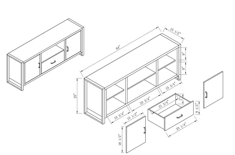 Alvin 66\" Modern 3-Piece Entertainment Centre with Storage and Cable Management for TVs up to 70\"- Hazelnut