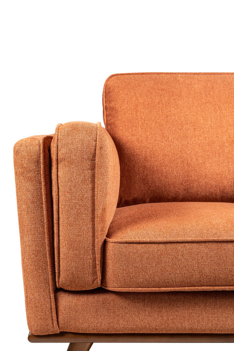 Kort & Co. Kassia 40.9\" Linen-Look Fabric Chair with Wood Base and Legs - Orange 
