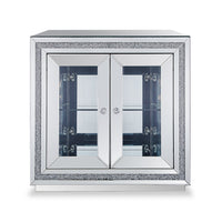 Roxie 31.5” Accent Cabinet with Glass Doors and LED Lighting - Silver 