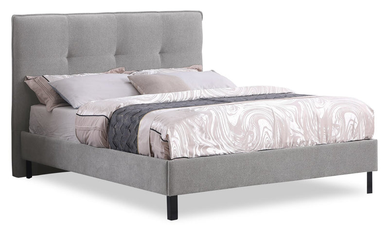 Amos Grey Upholstered Platform Bed Base - Queen