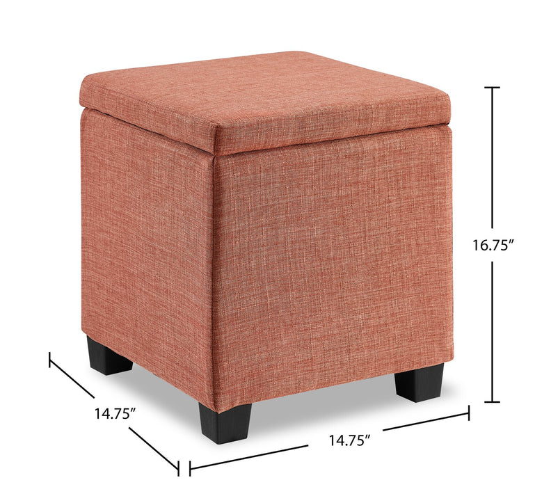 Halifax Square Fabric Storage Ottoman - Orange