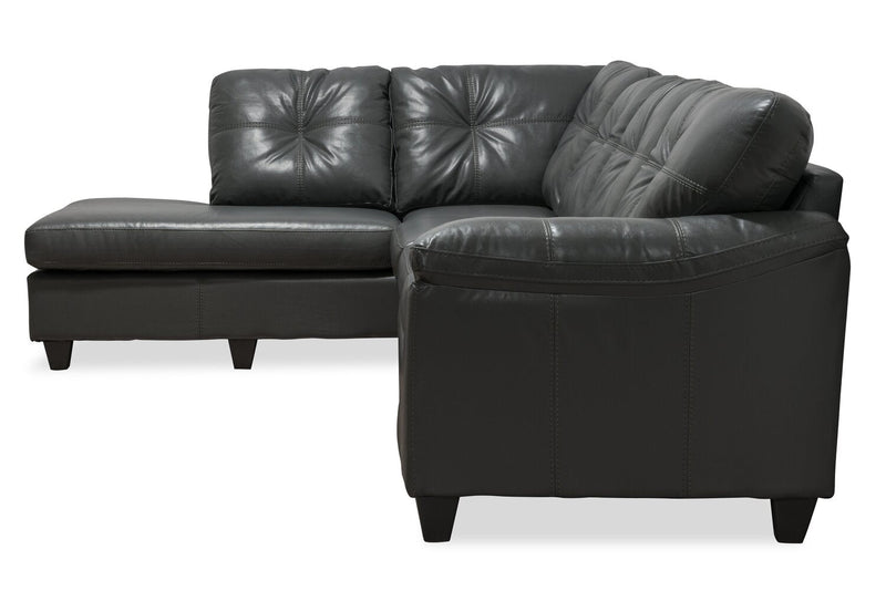 Made in Canada Addison 2-Piece Left-Facing Leather-Look Fabric Sectional with Removable Seat Cushions - Grey 