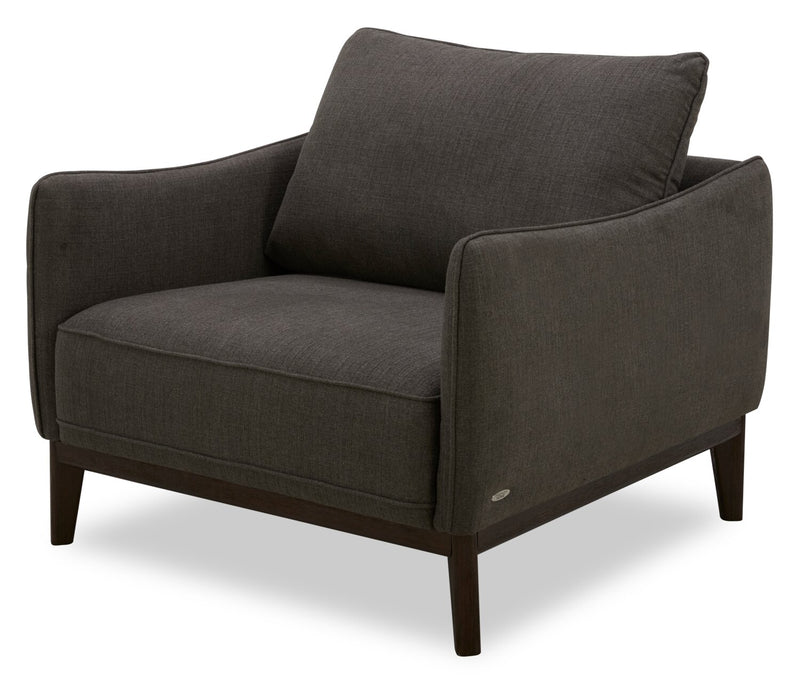 Cindy Crawford Home Gena 38.5\" Charcoal Grey Linen-Look Fabric Chair with Removable Back Cushion