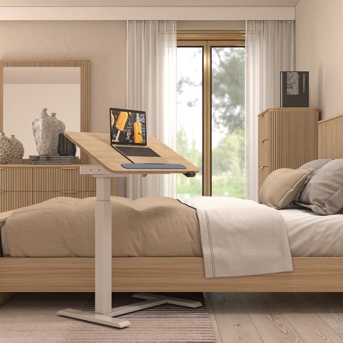 Aaron 26.77\" Height-Adjustable Office Desk with a Lift Top - Oak