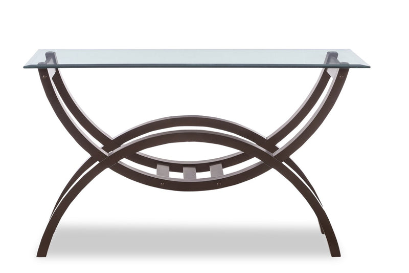 Ricci 48\" Modern Glass Top Sofa Table - Brown with Arched Legs