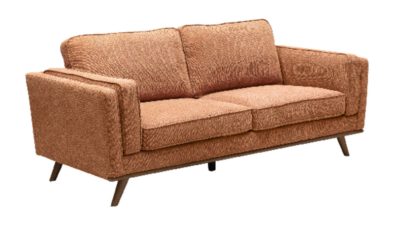 Kort & Co. Kassia 80\" Orange Linen-Look Fabric Condo-Size Sofa with Wood Base and Legs