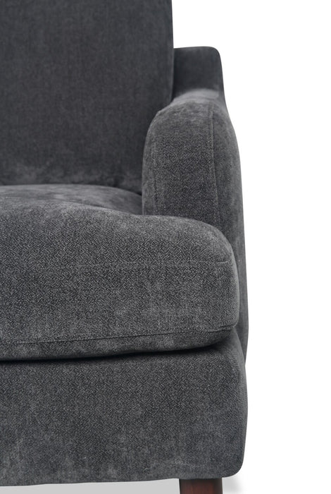 Jorja 3-Piece Granite Grey Chenille Fabric Sectional with Wood Legs and Six Accent Pillows