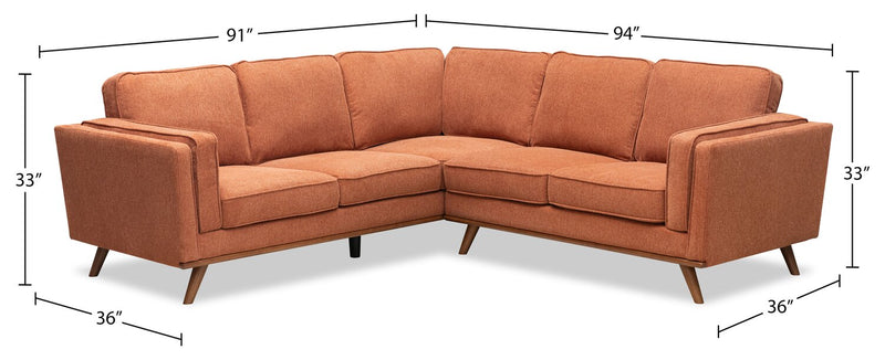 Kassia 2-Piece Linen-Look Sectional - Orange