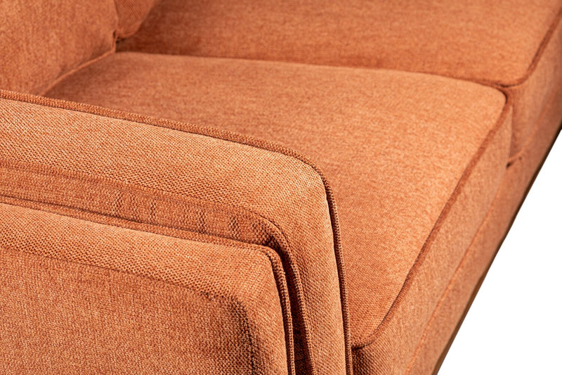 Kort & Co. Kassia 65.4\" Linen-Look Fabric Loveseat with Wood Base and Legs - Orange 