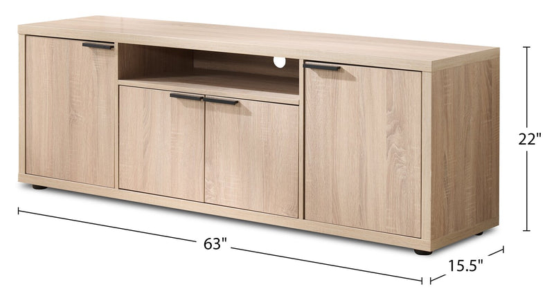 Noren 63\" TV Stand with Storage for TVs up to 58\"- Light Oak