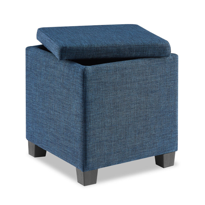 Ottawa Square Fabric Storage Ottoman - Navy