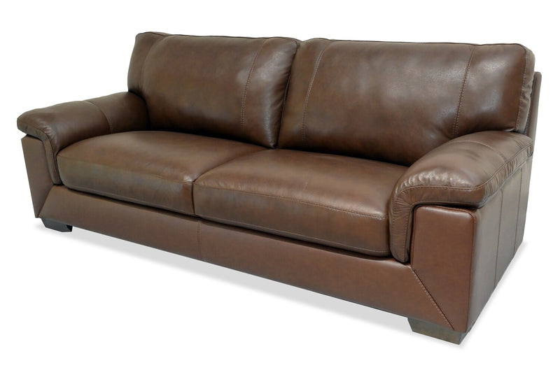 Classico 90\" Genuine Leather Sofa with Wood Legs – Tobacco