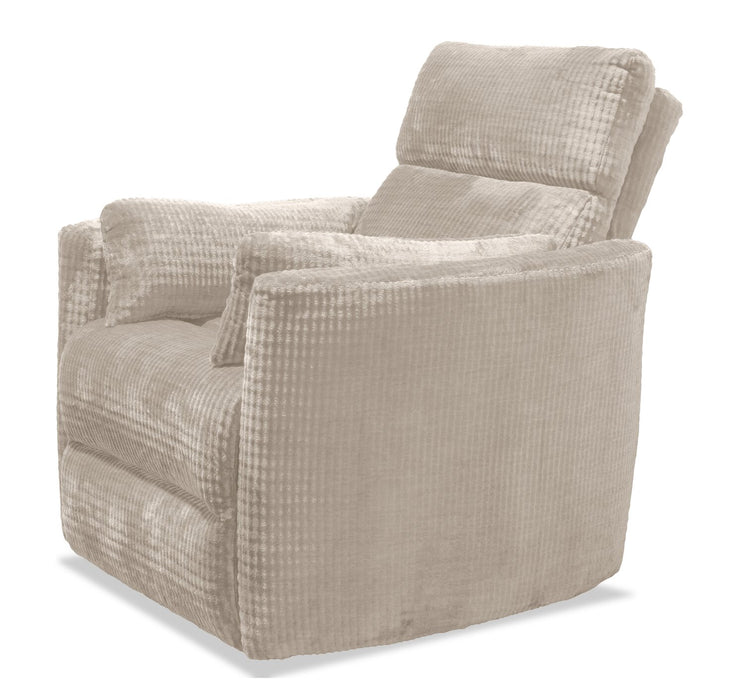 Remi 38\" Fabric Swivel Glider Power Reclining Chair with USB ports – White 